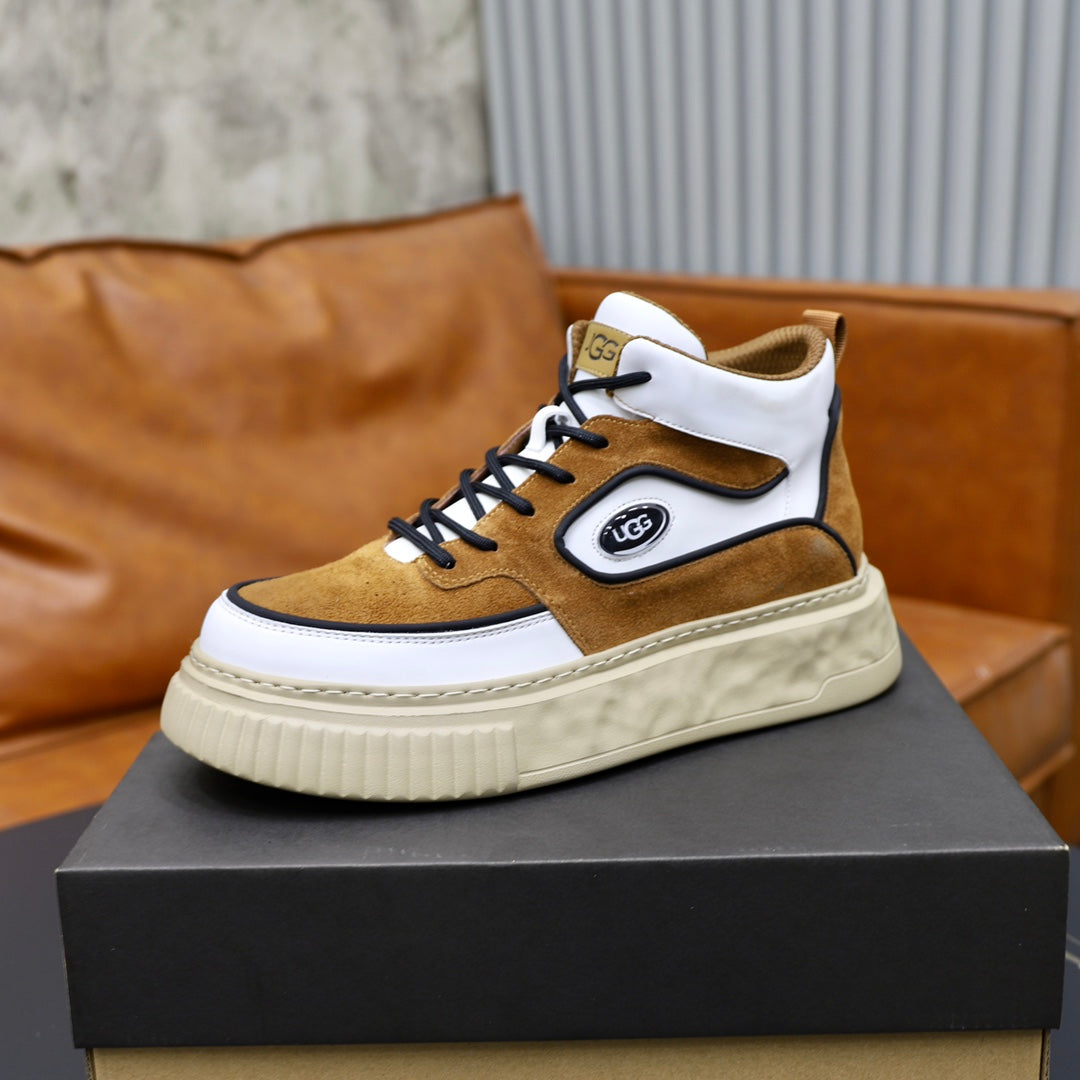UGG Men's Tan & White Two-Tone Suede High-Top Sneaker