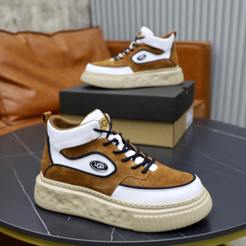 UGG Men's Tan & White Two-Tone Suede High-Top Sneaker