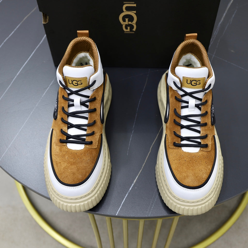 UGG Men's Tan & White Two-Tone Suede High-Top Sneaker