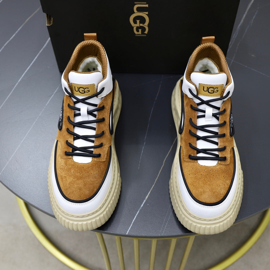 UGG Men's Tan & White Two-Tone Suede High-Top Sneaker