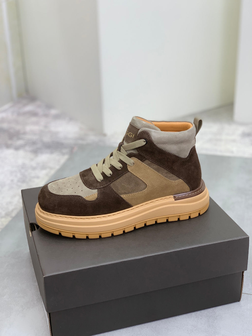 UGG Men's Chocolate Brown Sherpa-Lined High-Top Sneaker