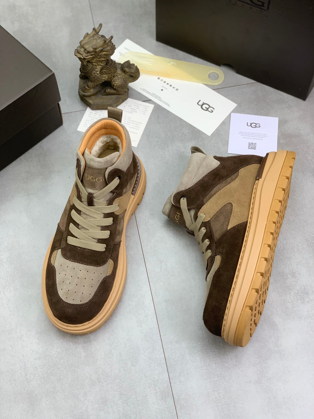 UGG Men's Chocolate Brown Sherpa-Lined High-Top Sneaker