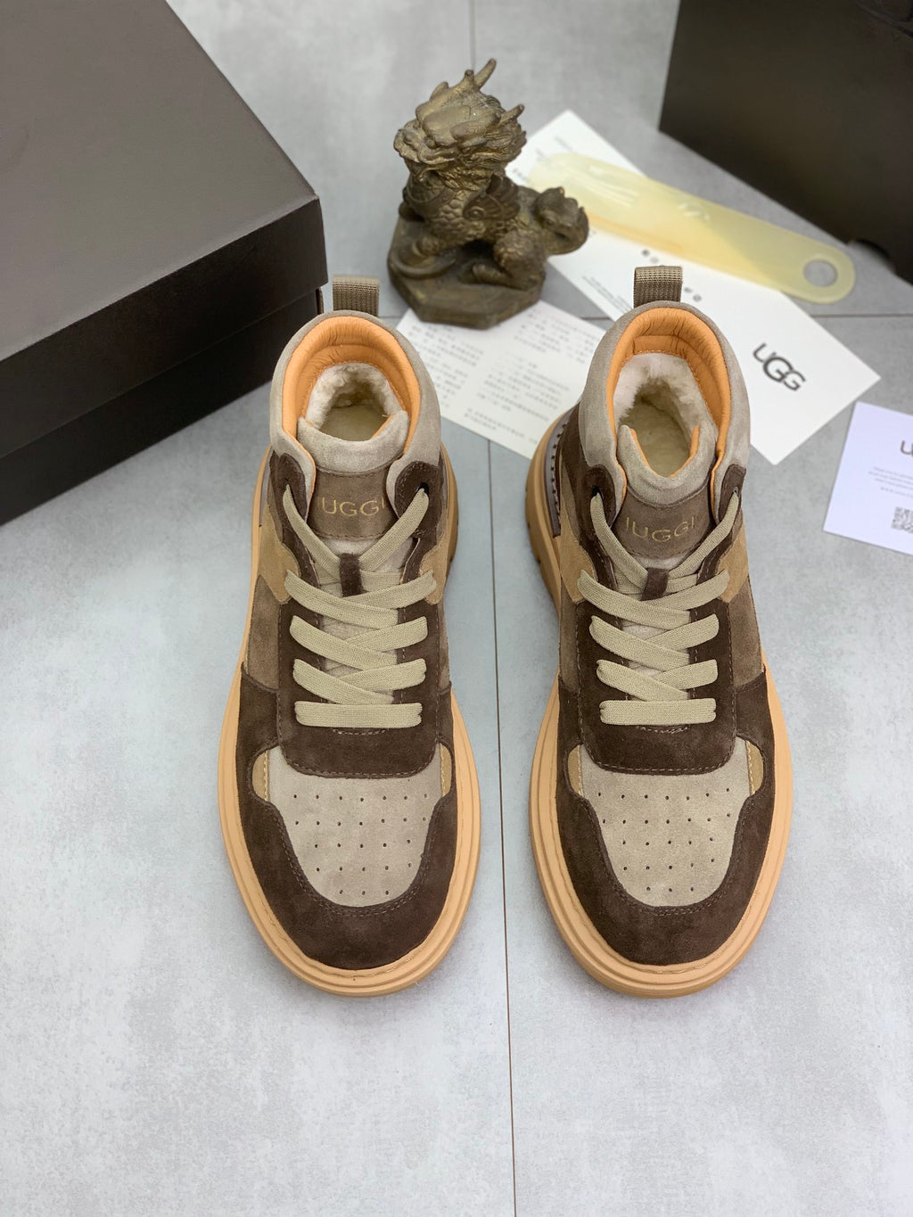 UGG Men's Chocolate Brown Sherpa-Lined High-Top Sneaker