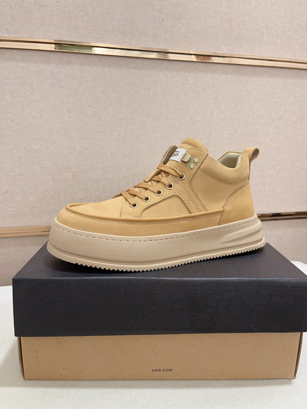 UGG Men's Wheat Nubuck Platform High-Top Sneaker
