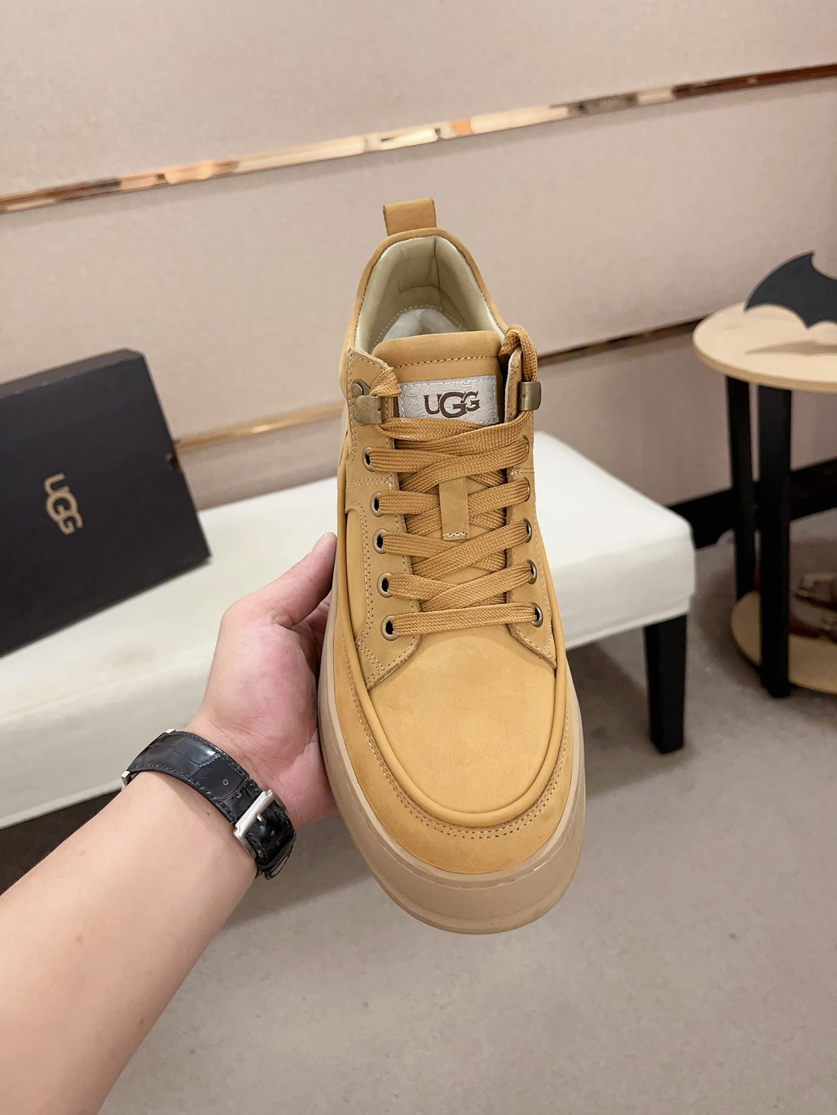 UGG Men's Wheat Nubuck Platform High-Top Sneaker