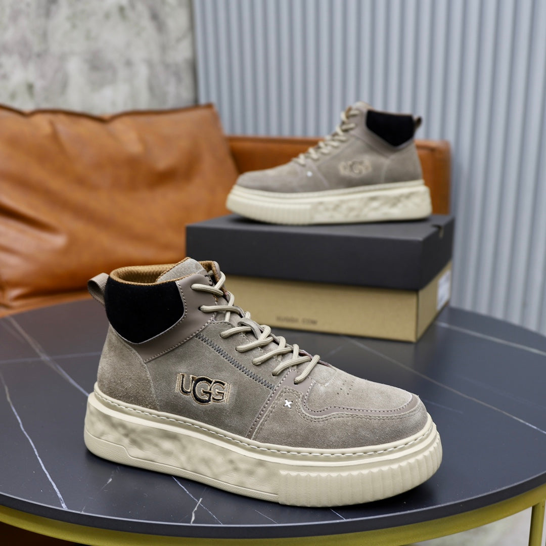 UGG Men's Grey Suede Lug-Sole Sneaker Boot
