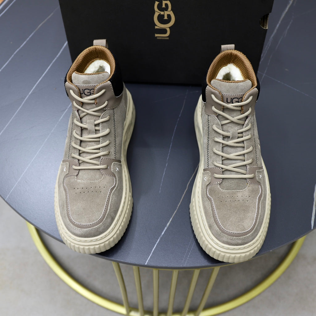 UGG Men's Grey Suede Lug-Sole Sneaker Boot